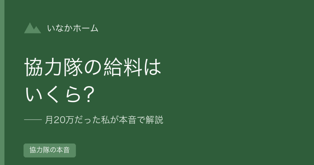 地域おこし協力隊の給料は安い？月20万だった私が解説